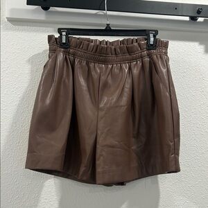 Brown Leather Shorts